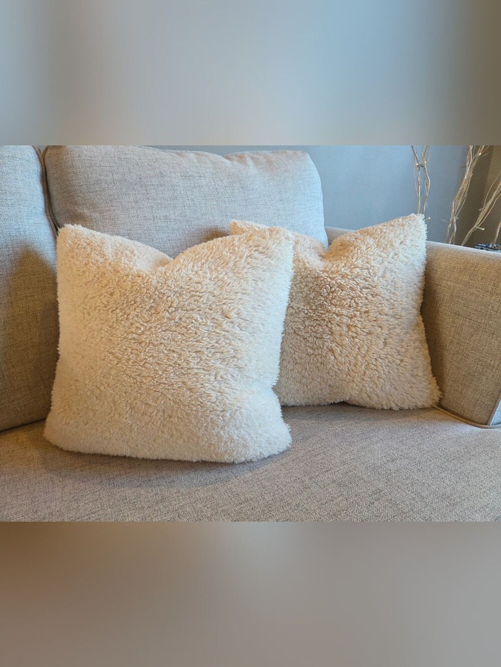POTTERY BARN Cozy Teddy Faux Fur Down Fill Throw Pillows - Set of 2